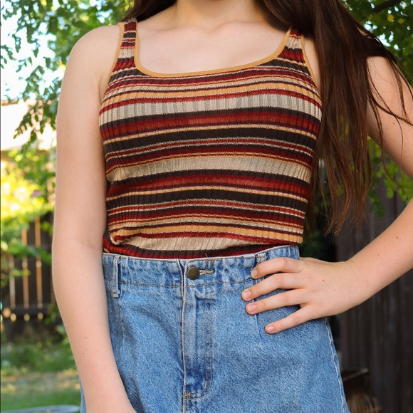 next Tops - 🍁Next striped brown tank top vintage inspired